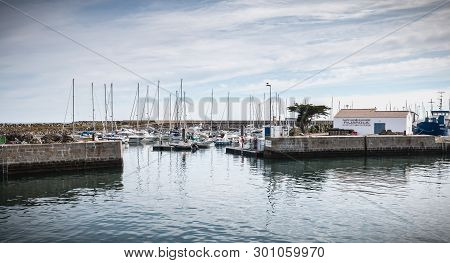 Ile D Yeu, France - September 16, 2018: View Of The Bridge Of A Ferry That Enters The Harbor Of The 