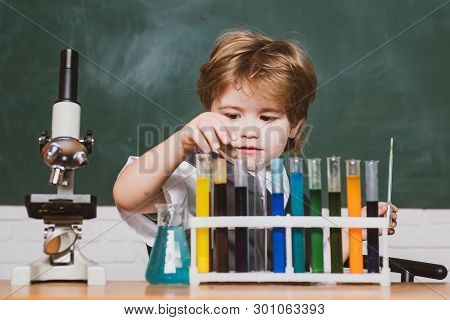 Learning At Home. Back To School And Home Schooling. Kid From Primary School. First Grade. Home Scho