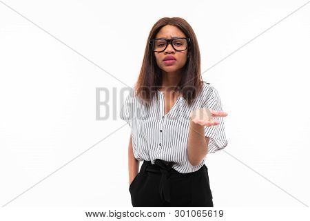 Portrait Of African Expresive Young Girl Possing On Background