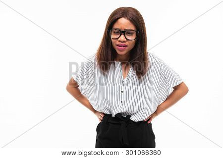 Portrait Of African Expresive Young Girl Possing On Background
