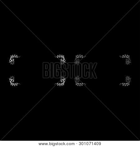 Froral Board Art Frame Icon Outline Set White Color Vector Illustration Flat Style Image