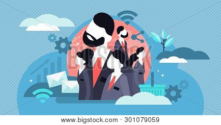 Sales Force Vector Illustration. Flat Tiny Customer Relationship Management Persons Concept. Marketi