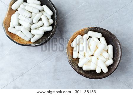 L-ornithine Amino Acid And Tribulus Terrestris Extract. Concept For A Healthy Dietary Supplementatio