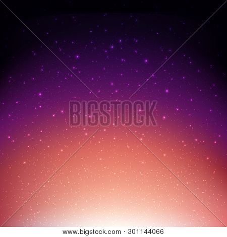 Night Starry Sky Violet Space Background
