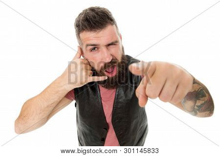 Hipster With Long Beard Symbol Conversation. Mobile Call. Mobile Communication. Guy Bearded Hipster 