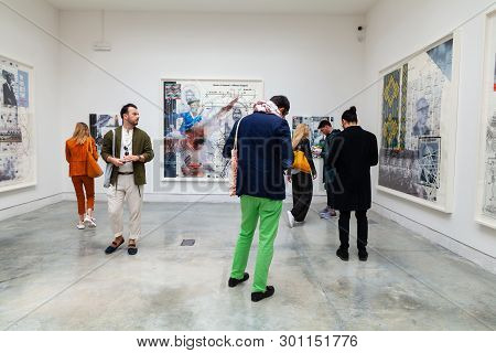 Venice, Italy - May 09: Painting By Tavares Strachan Exposed At The Central Pavilion During The 58th