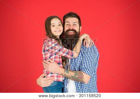Nothing But Family. Happy Little Girl With Father. Little Child Love Her Dad. Fathers Day. Childrens