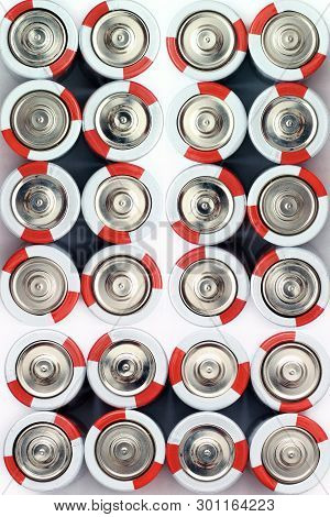 Batteries On White Background. Several Batteries. Electronics