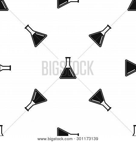 Test Tube With Oil Pattern Repeat Seamless In Black Color For Any Design. Geometric Illustration