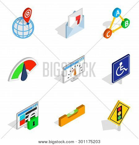 Decision Icons Set. Isometric Set Of 9 Decision Icons For Web Isolated On White Background