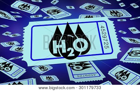Water H20 Drinkable Clean Resource Ticket Enter to Win 3d Illustration