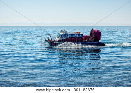 The Hovercraft Transports Passengers By Water In Summer, Water Transport