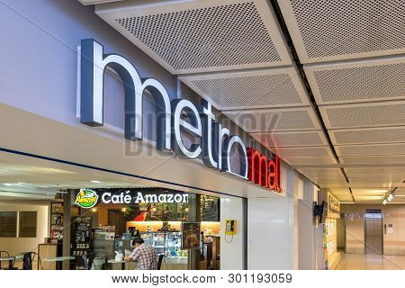 Bangkok, Thailand - March 10, 2019: Metro Mall Shopping Center In Mrt Subway Train. The Mrt Serves 2