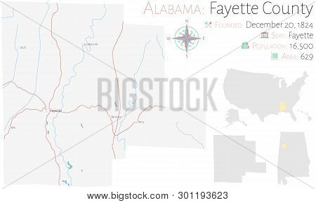 Large And Detailed Map Of Fayette County In Alabama, Usa.