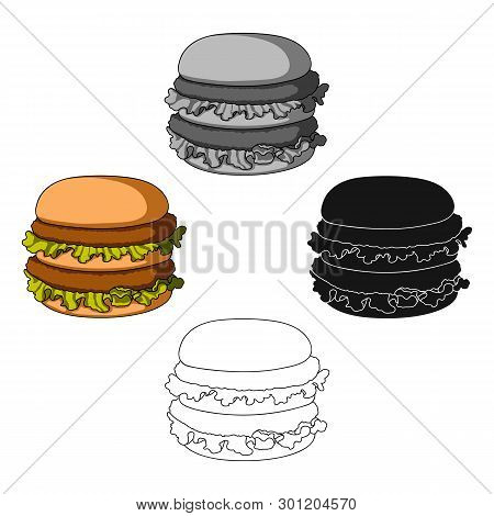 Hamburger, Single Icon In Cartoon, Black Style.hamburger Vector Symbol Stock Illustration Web.