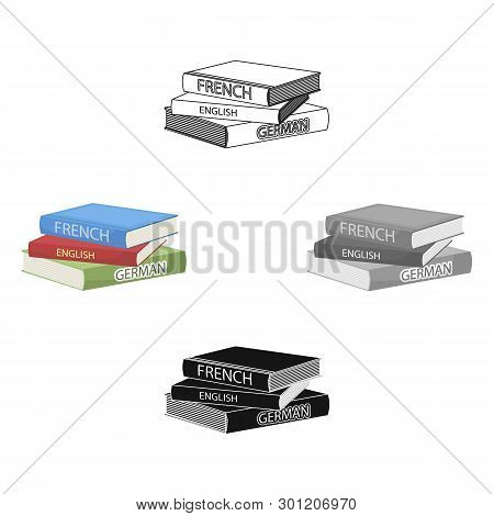 Various Dictionaries Icon In Cartoon, Black Style Isolated On White Background. Interpreter And Tran