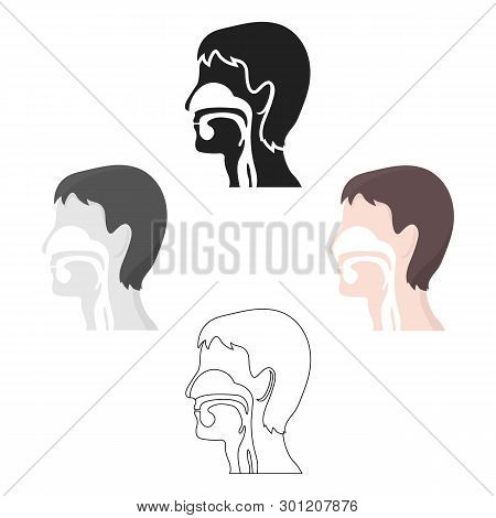 Respiratory System Icon Cartoon, Black. Single Medicine Icon From The Big Medical, Healthcare Cartoo