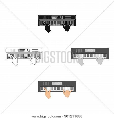 Playing On An Electronic Keyboard Instrument. Synthesizer, Electroorgan Single Icon In Cartoon, Blac
