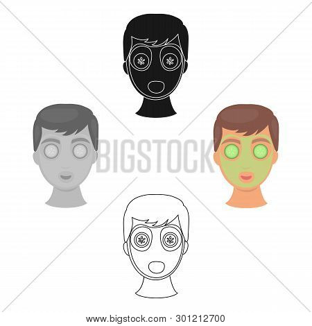 Facial Mask Icon In Cartoon, Black Style Isolated On White Background. Skin Care Symbol Stock Vector