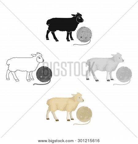 Wool, Single Icon In Cartoon, Black Style.wool Vector Symbol Stock Illustration Web.