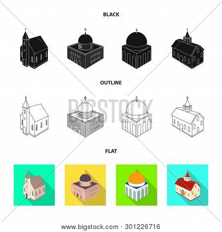 Vector Illustration Of Temple And Historic Icon. Set Of Temple And Faith Stock Vector Illustration.