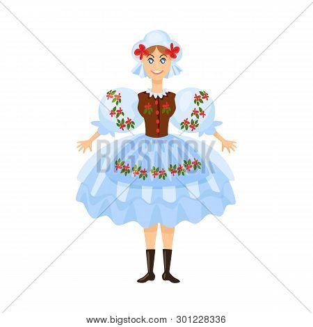 Isolated Object Of Girl And Polish Sign. Collection Of Girl And European Stock Vector Illustration.