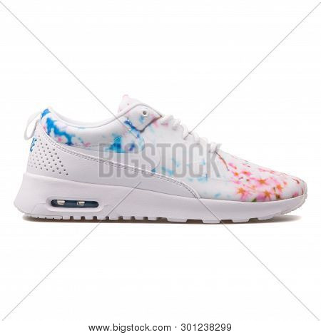 Vienna, Austria - August 10, 2017: Nike Air Max Thea Print Cherry Blossom Sneaker On White Backgroun