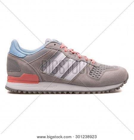 Vienna, Austria - August 10, 2017: Adidas Zx 700 Grey Sneaker On White Background.