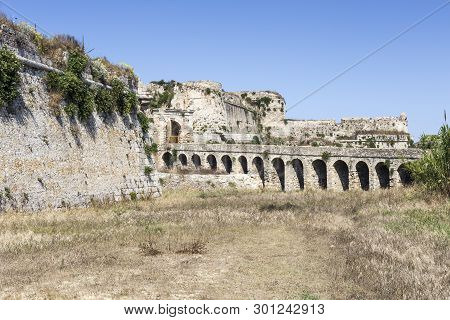 A View Of The Ancient, Venetian, Seaside Fortress On A Sunny Day (greece, Peloponnese, City Methoni)