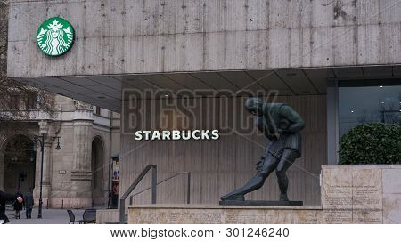 Budapest Hungary 03 15 2019 A Starbucks Cafe In Budapest.starbucks Was Founded In Seattle, Washingto