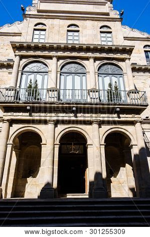 Pontevedra , Spain - May 12, 2019: Historic Building Liceo Casino, Pontevedra, Spain.