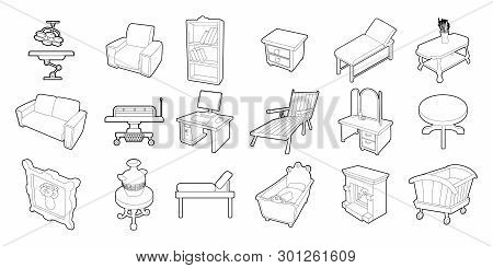 Furniture Icon Set. Outline Set Of Furniture Icons For Web Design Isolated On White Background