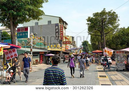 Tainan, Taiwan - April 13, 2019 :  Anping Old Street ( Yanping Street ). A Historic Street In Anping