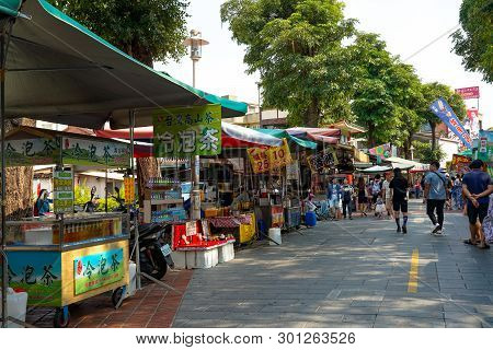 Tainan, Taiwan - April 13, 2019 :  Anping Old Street ( Yanping Street ). A Historic Street In Anping