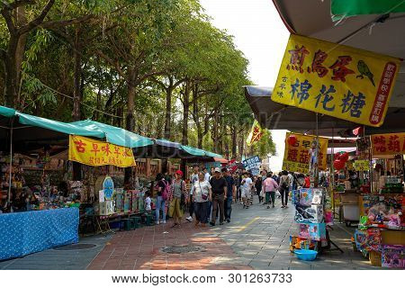 Tainan, Taiwan - April 13, 2019 :  Anping Old Street ( Yanping Street ). A Historic Street In Anping