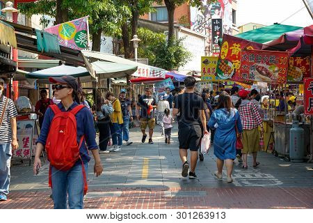 Tainan, Taiwan - April 13, 2019 :  Anping Old Street ( Yanping Street ). A Historic Street In Anping