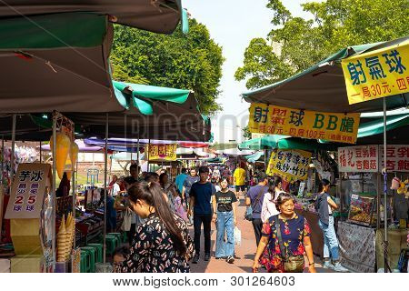 Tainan, Taiwan - April 13, 2019 :  Anping Old Street ( Yanping Street ). A Historic Street In Anping