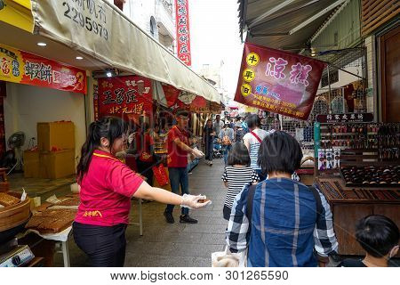 Tainan, Taiwan - April 13, 2019 :  Anping Old Street ( Yanping Street ). A Historic Street In Anping