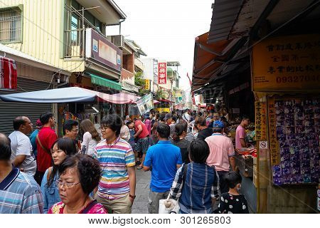 Tainan, Taiwan - April 13, 2019 :  Anping Old Street ( Yanping Street ). A Historic Street In Anping