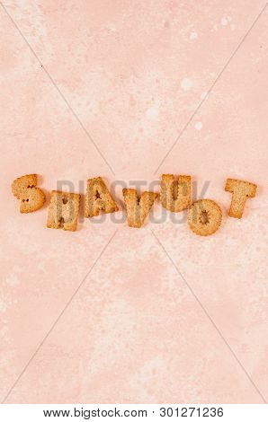 Crackers Arranged As A Word Shavout, Copy Space For Your Text