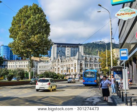 Tbilisi, Georgia - Sep 22, 2018. Old Buildings Of Tbilisi, Georgia. Tbilisi Is The Historic Old Town