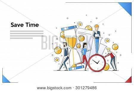 Concept Save Time, Money Saving. Times Is Money. Business And Management, Financial Investments In S