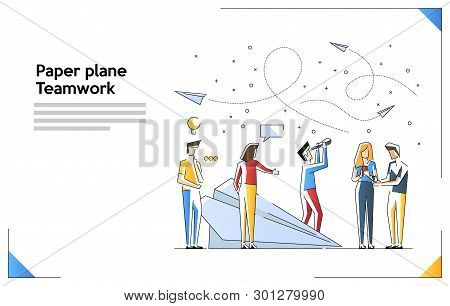 Business Team And Leadership Concept Vector Illustration. Paperplane. Modern Colorful Vector Illustr