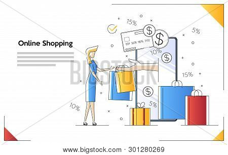 Online Shopping Banner, Mobile App Templates, Concept Vector Illustration Flat Design. Female Picks 