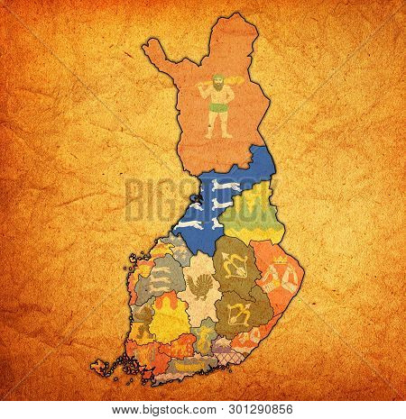 Northern Ostrobothnia Region With Flag