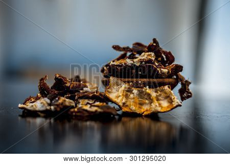 Raw Peeled Tamarind Or Imli In A Clay Bowl On Wooden Surface.