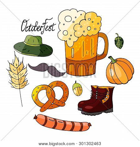 Set Of Elements For The Oktoberfest Beer Festival