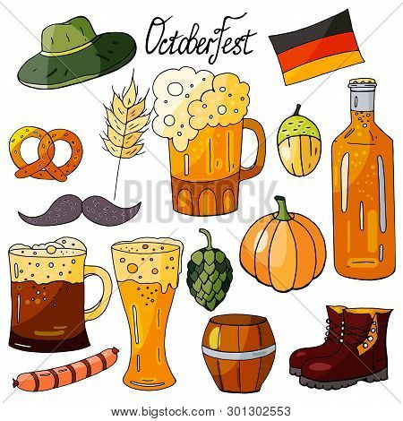 Set Of Elements For The Oktoberfest Beer Festival