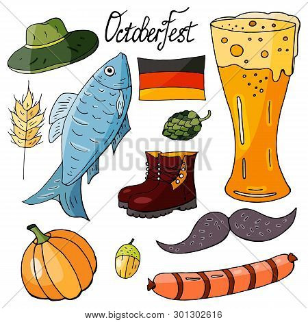 Set Of Elements For The Oktoberfest Beer Festival