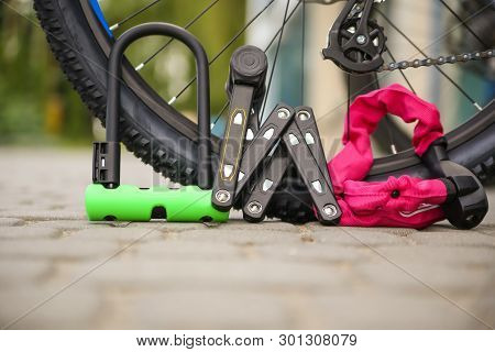Bicycle locks. Bicycle U- lock. Bike protection